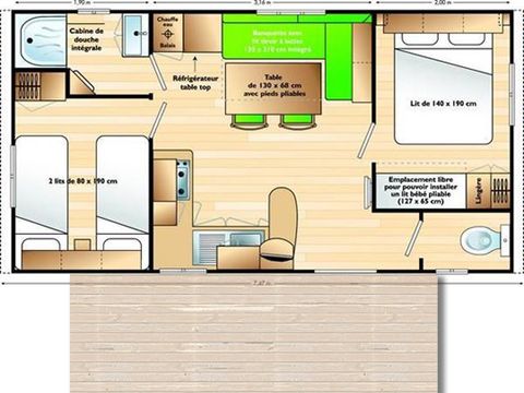 MOBILHOME 5 personnes - Mobil home "Super Mercure Famille" - 29m² - 2 chambres -