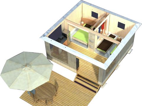 TENTE 4 personnes - Tente équipée - 2 chambres