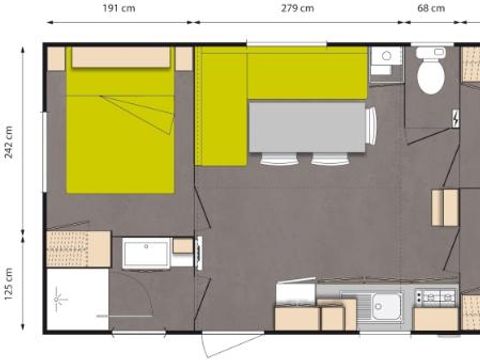 MOBILHOME 6 personnes - Premium Pivoine - 3 chambres + terrasse 11.25 m²