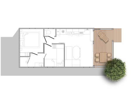 MOBILHOME 4 personnes - LUXE XXL 2 chambres (1/4 pers - climatisation - TV - terrasse intégrée couverte + superficie 40m²)