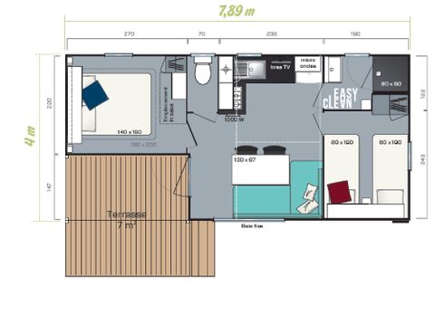 MOBILHOME 4 personnes - Mobil-home Premium Loggia 32m² 2 chambres - Arrivée le Dimanche en Juillet et Août