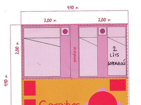 BUNGALOW TOILÉ 5 personnes - Bungalow toilé 20m² 2 chambres - Arrivée le Dimanche en Juillet et Août