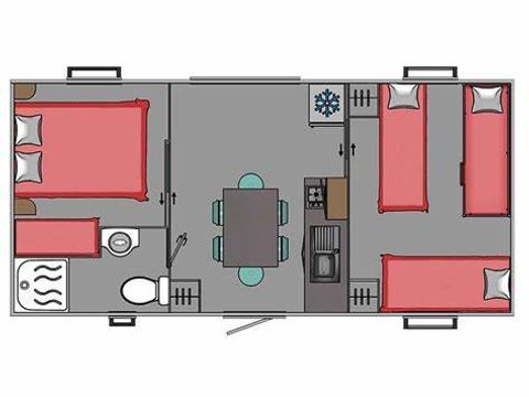 Mobilhome 5 personnes - SENCILO S 25m² / 2 chambres - terrasse couverte