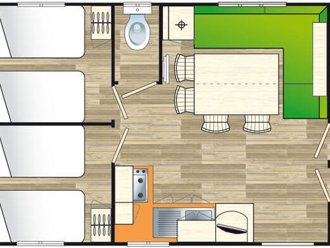 Mobilhome 8 personnes - GRAND LARGE M 30m² / 3 chambres - terrasse couverte