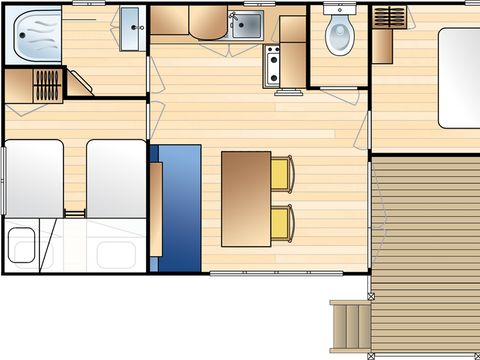 Mobilhome 6 personnes - LOISIR D 27m² / 2 chambres - terrasse