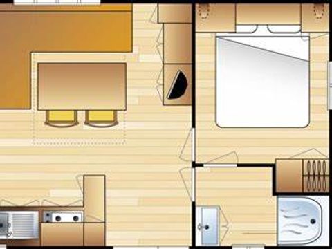 Mobilhome 6 personnes - PRIMEO D 27m² / 2 chambres - terrasse couverte