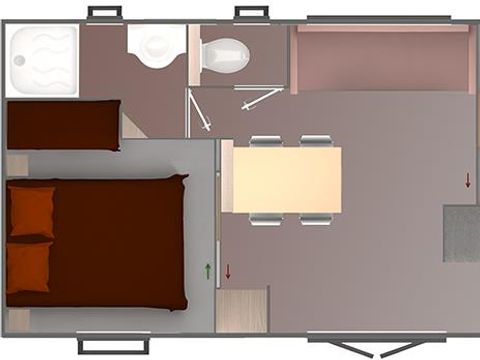 Mobilhome 6 personnes - COTTAGE D 27m² / 2 chambres - terrasse couverte