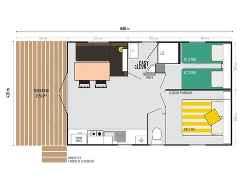 Mobilhome 6 personnes - OPHEA Dimanche Front de mer 33m² / 2 chambres - terrasse