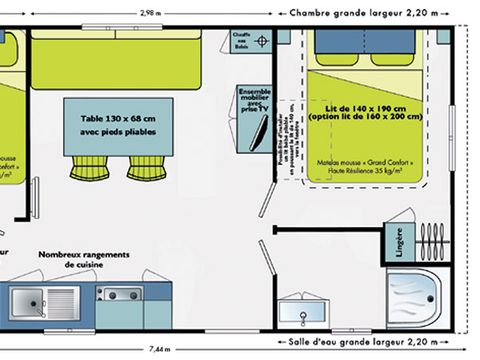 Mobilhome 6 personnes - PRIMEO Front de Mer 27m² / 2 chambres - terrasse