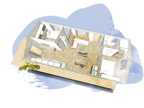 MOBILHOME 6 personnes - Mobil-home RIDEAU BAHIA 87.2  33m² / 2 chambres - terrasse