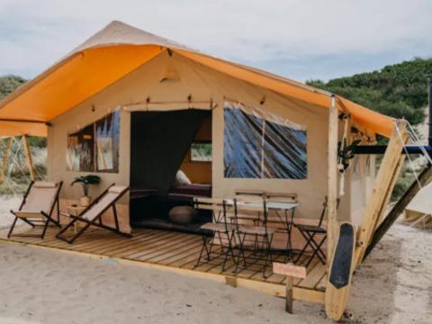TENTE TOILE ET BOIS 4 personnes - Safari Lodge (avec sanitaires)