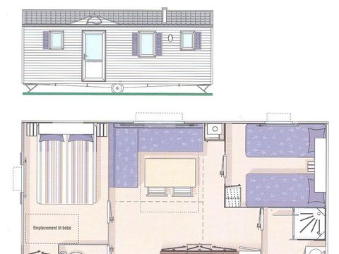 MOBILHOME 6 personnes - Mobil home Standard 27m² / 2 chambres + TV + Terrasse non couverte 4/6 pers