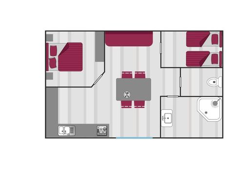Mobilhome 2/4 personnes - Confort Missouri - 2 chambres - 26m²