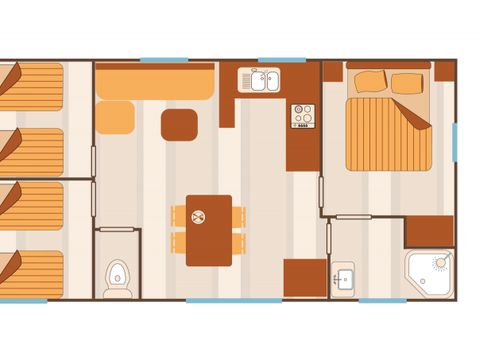MOBILHOME 6 personnes - Confort Belledonne 3 chambres 6 personnes 32m² 2/6 pers