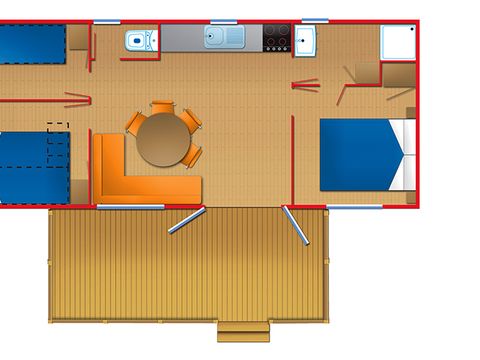 MOBILHOME 7 personnes - MOBIL HOME MARTE 7 PERS, 34m2, 4 pieces, 3 chambres