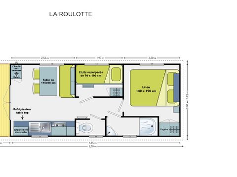 HÉBERGEMENT INSOLITE 4 personnes - LA ROULOTTE - 2 Chambres