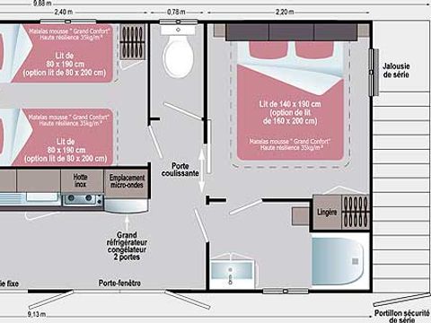 MOBILHOME 4 personnes - CAP DESEO - Terrasse sur le toit