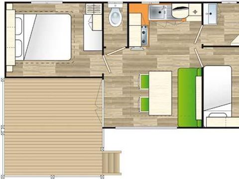 MOBILHOME 4 personnes - COTTAGE CONFORT avec LOGGIA