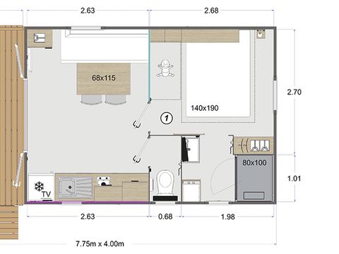 Mobilhome 2/4 personnes - 1 chambre - Confort - 20m² *