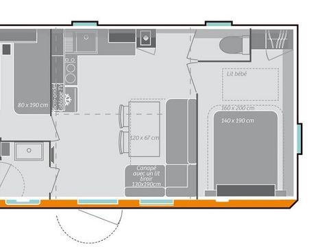 MOBILHOME 5 personnes - Cottage Confort PLUS  (dimanche/dimanche)