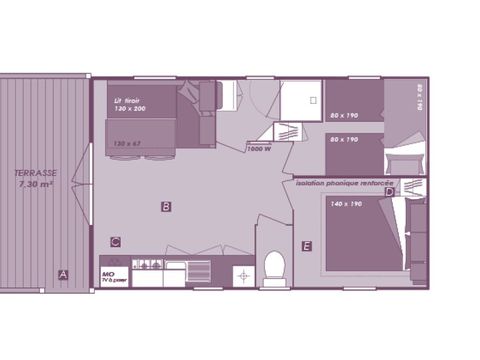 MOBILHOME 5 personnes - CONFORT ROSSIGNOL - climatisé 