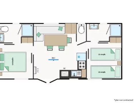 MOBILHOME 4 personnes - PREMIUM  HOBEREAU 4 personnes- climatisé