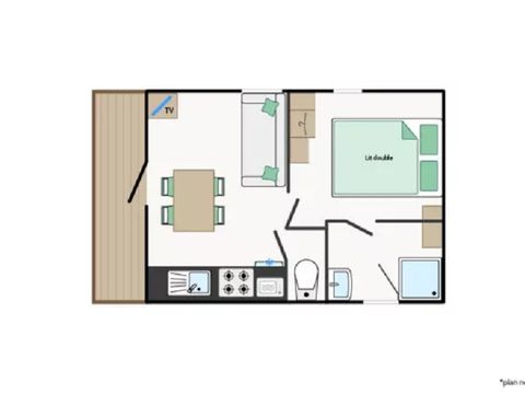 MOBILHOME 4 personnes - Mobile-Home CONFORT ROUSSEROLLE 2 personnes