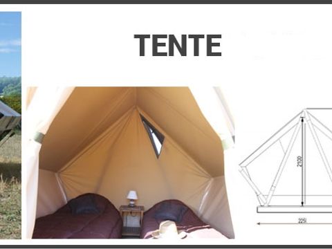 TENTE 2 personnes - Tente Prêt à camper 6m² 1 chambre - sans sanitaires + terrasse 3m² 2 pers