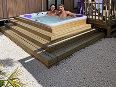 MOBILHOME 4 personnes - Premium 30m² 2 chambres + terrasse 25m² - TV - Clim - Spa 1/4 pers