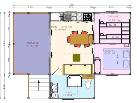 Tente en toile et en bois 4 personnes - Cosyflower Premium 38 m² - 2 chambres - TV + Draps + Serviettes 4 pers.
