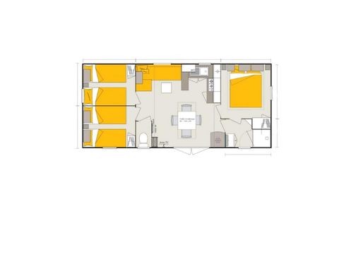 MOBILHOME 6 personnes - Homeflower Premium 35m² - 3 chambres + terrasse couverte 21m² + CLIM + TV + draps + serviettes 6 pers.