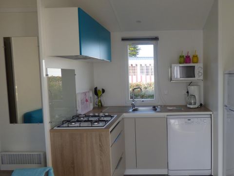 MOBILHOME 6 personnes - Mobilhome ARCHIPEL Premium 30m² - 3 chambres / terrasse couverte + TV + LV + Draps 6 pers