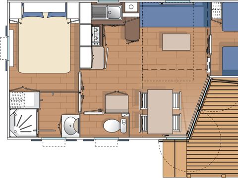 MOBILHOME 4 personnes - Mobilhome IROISE Standard 25.5m² - 2 chambres / terrasse intégrée semi-couverte + TV 4 pers