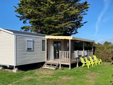 Mobilhome 8 personnes - Mobilhome FAMILY ESPACE Premium 40m² - 4 chambres - 2 SDB / terrasse couverte + TV + LV + Draps 8 pers