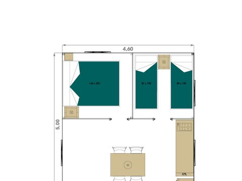 LODGE 4 personnes - Mini WOOD 21m² 2 chambres sans sanitaire / terrasse couverte