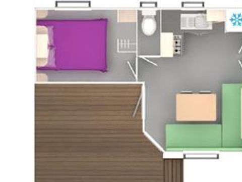 Mobilhome 4 personnes - Mobilhome ATLANTIQUE Standard 27m² - 2 chambres / Terrasse intégrée semi-couverte + TV 4 pers
