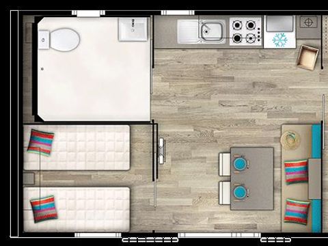 MOBILHOME 4 personnes - Mobilhome MOLENE Confort PMR 31m² - 2 chambres / terrasse couverte + TV 4 pers