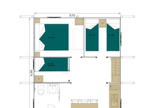 LODGE 6 personnes - JUNGLE Confort 34m² 3 chambres / terrasse couverte