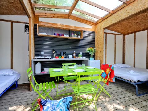 Tente en toile et en bois 4 personnes - Lodge Maori 2 chambres