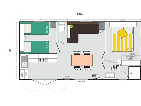 MOBILHOME 4 personnes - Riviera 2 chambres (dimanche)