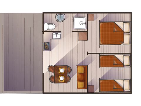 TENTE TOILE ET BOIS 4 personnes - La Cabane 2 chambres