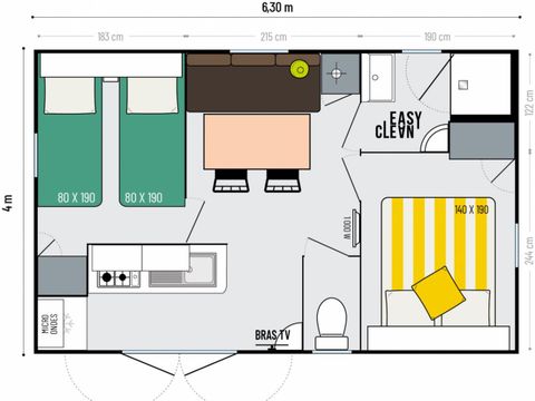 MOBILHOME 4 personnes - Wilson - Dimanche/Dimanche