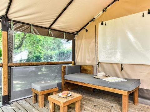 Tente en toile et en bois 5 personnes - Lodge 3 Pièces 5 Personnes Sans Sanitaires