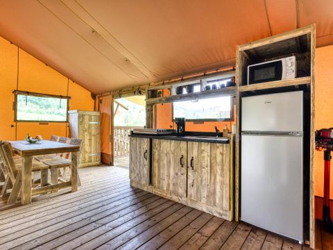 Tente en toile et en bois 5 personnes - Lodge Luxe VIP 3 Pièces 5 Personnes