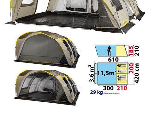 TENTE 4 personnes - Ready To Camp : véritable tente équipée, avec frigo et electricité