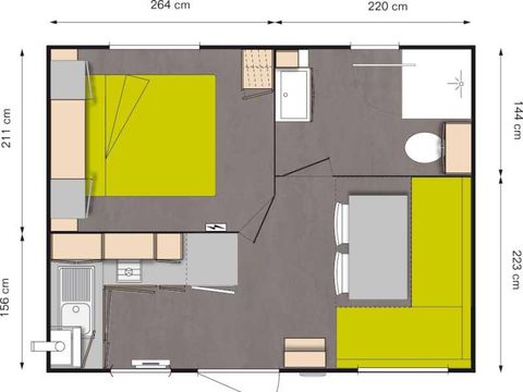 MOBILHOME 2 personnes - Ohara 19m² - 1 chambre