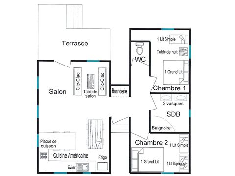 CHALET 9 personnes - Chalet LOUISIANE - 65m² - 2 chambres