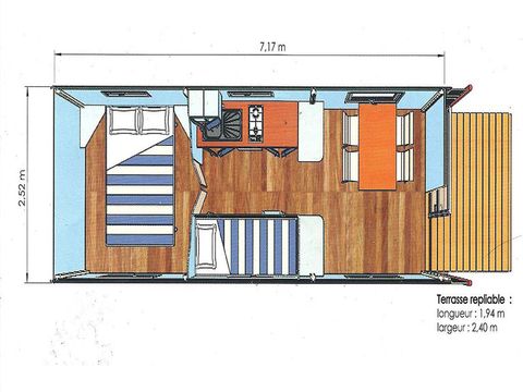 Hébergement 2 personnes - Roulotte- 17M² - 1 chambre (sans sanitaires) 2 adultes + 2 enfants max 10 ans