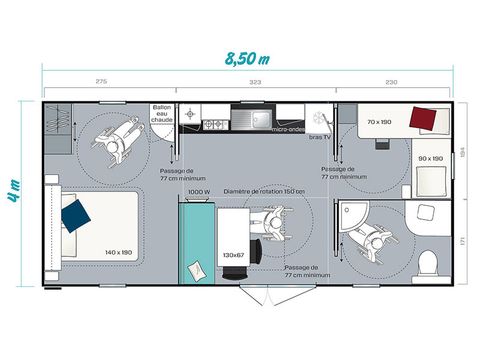 MOBILHOME 5 personnes - COQUELICOT - 32m² - 2 chambres - PMR