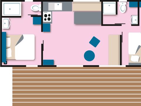 MOBILHOME 5 personnes - TAOS avec spa privatif  2 chambres avec terrasse couverte 5p